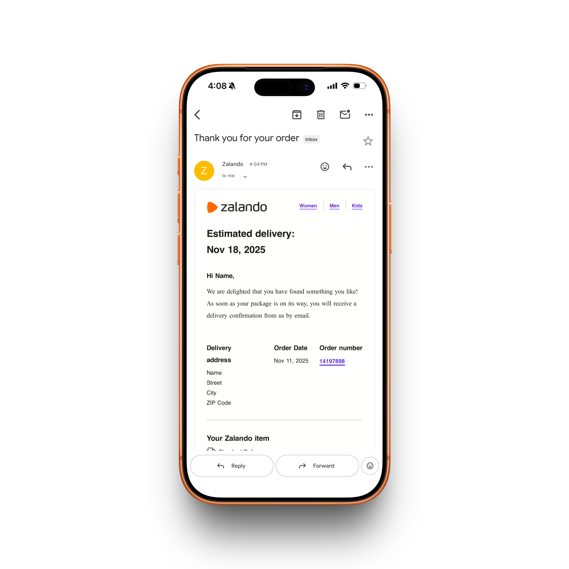 Zalando Receipt