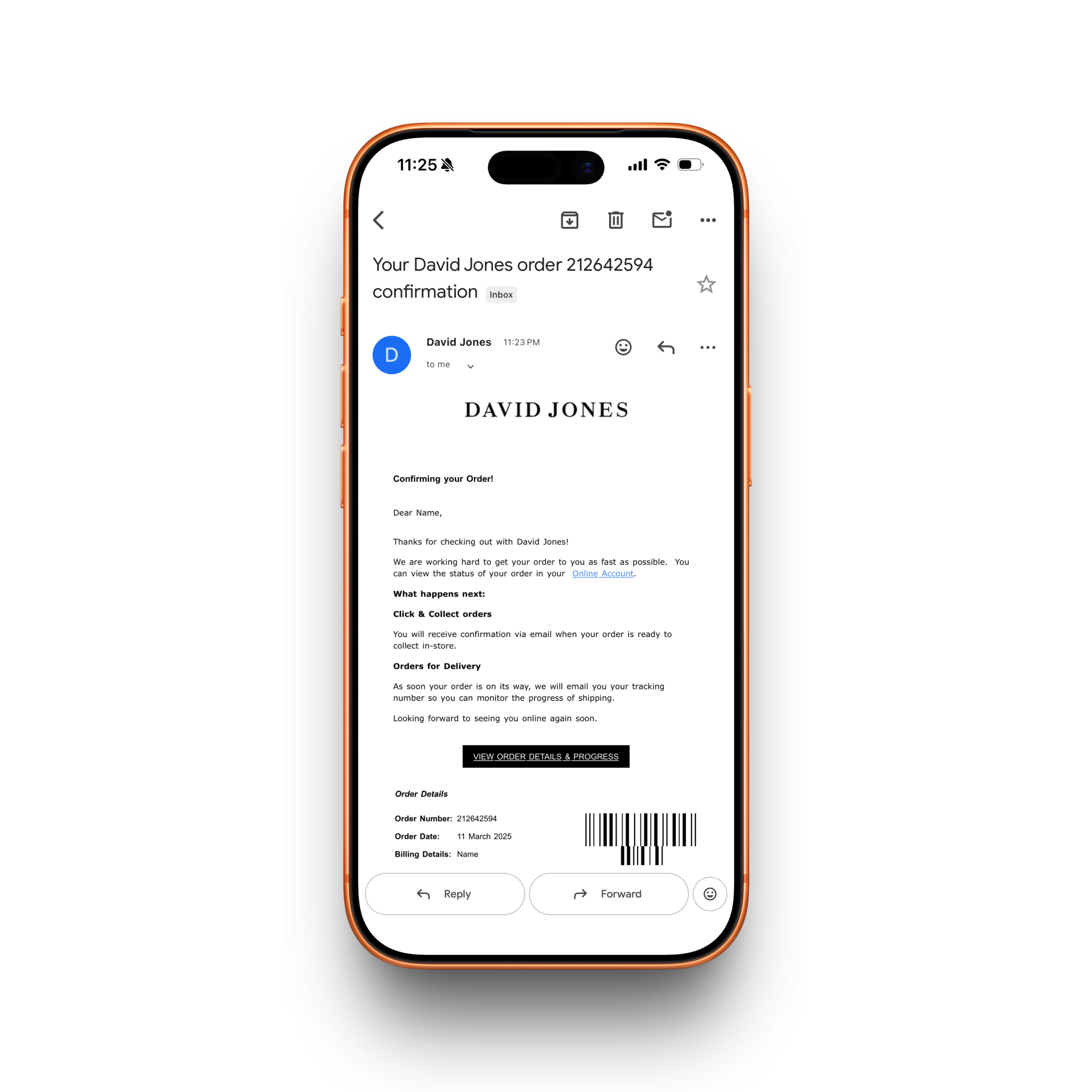 David Jones Receipt