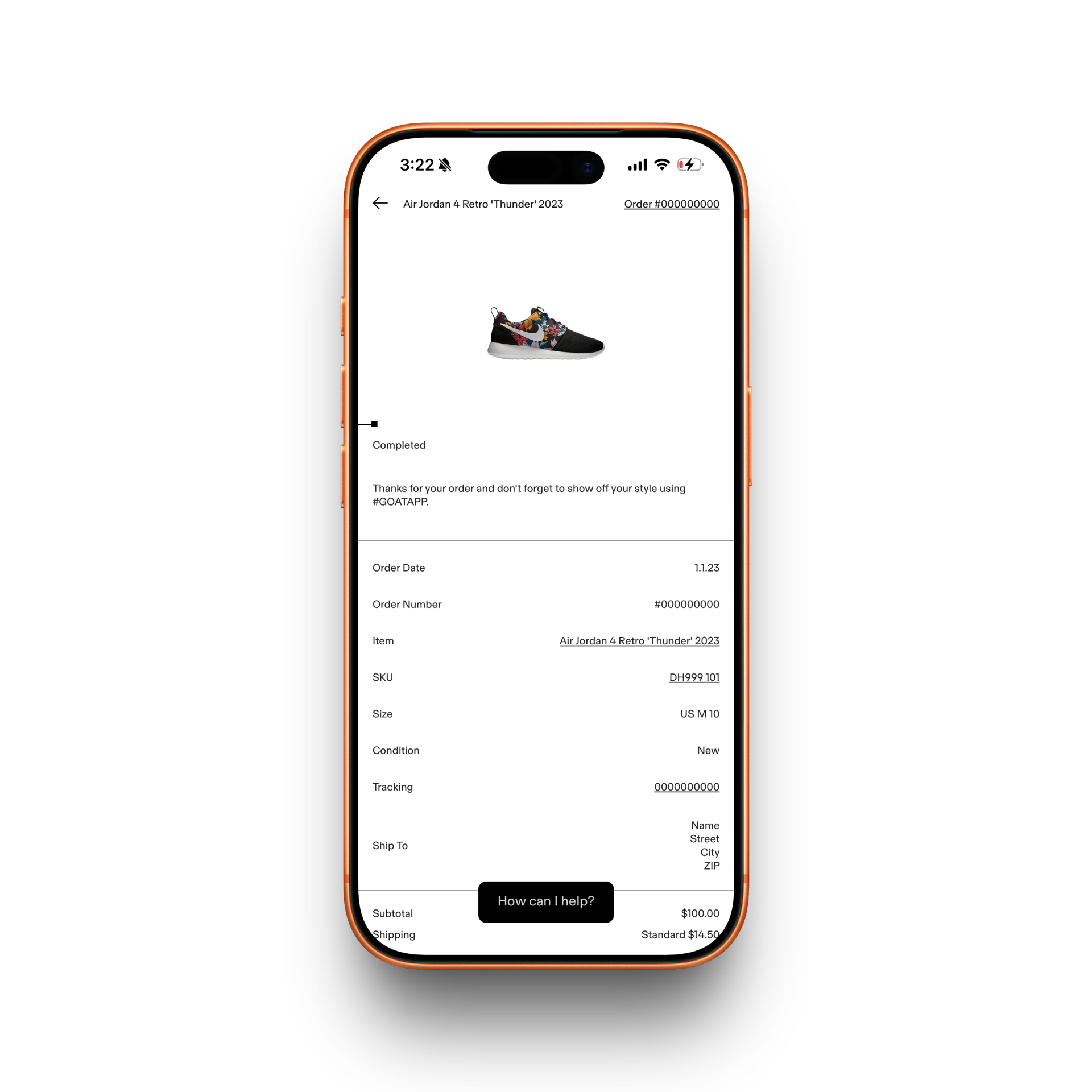 GOAT App Receipt