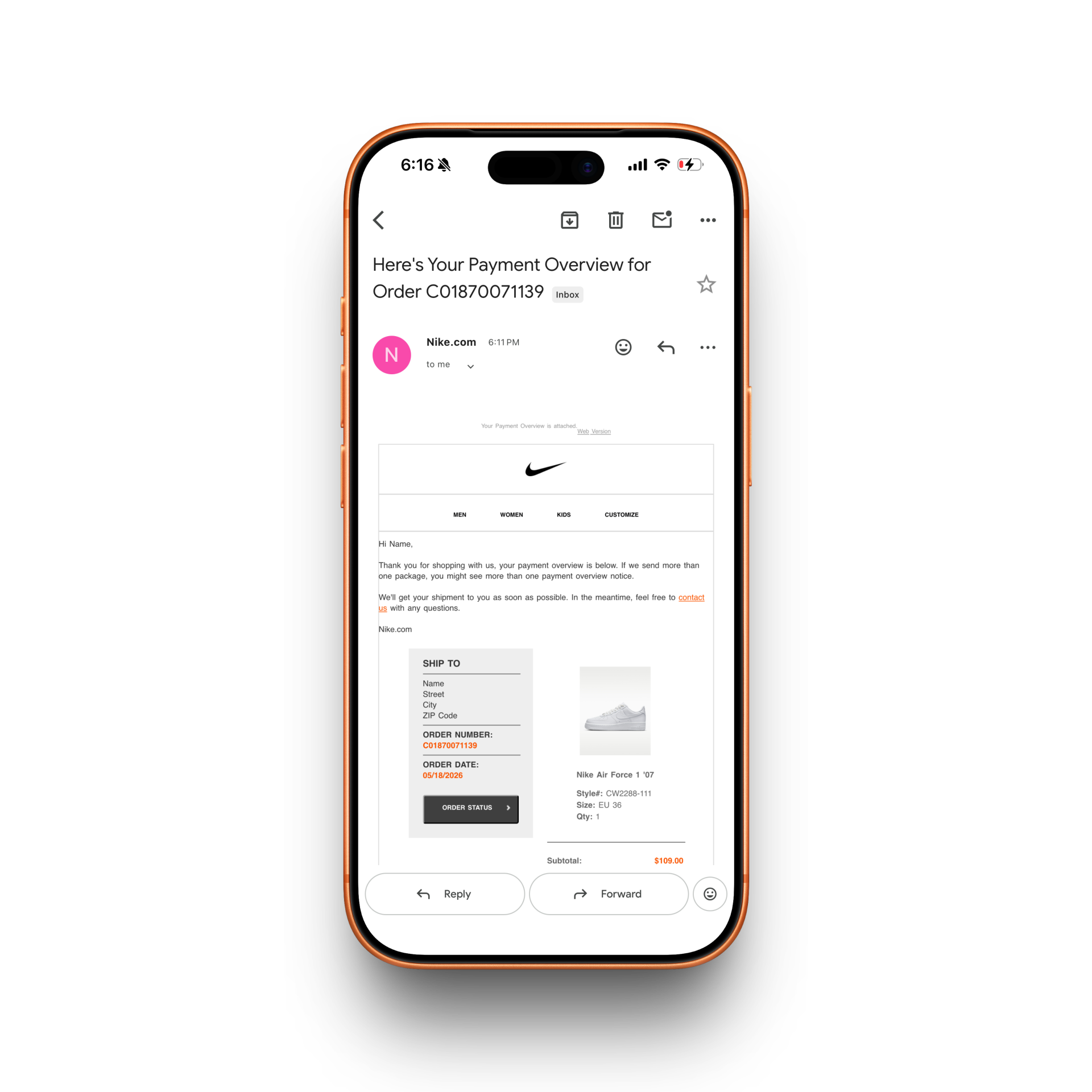 SNKRS Receipt