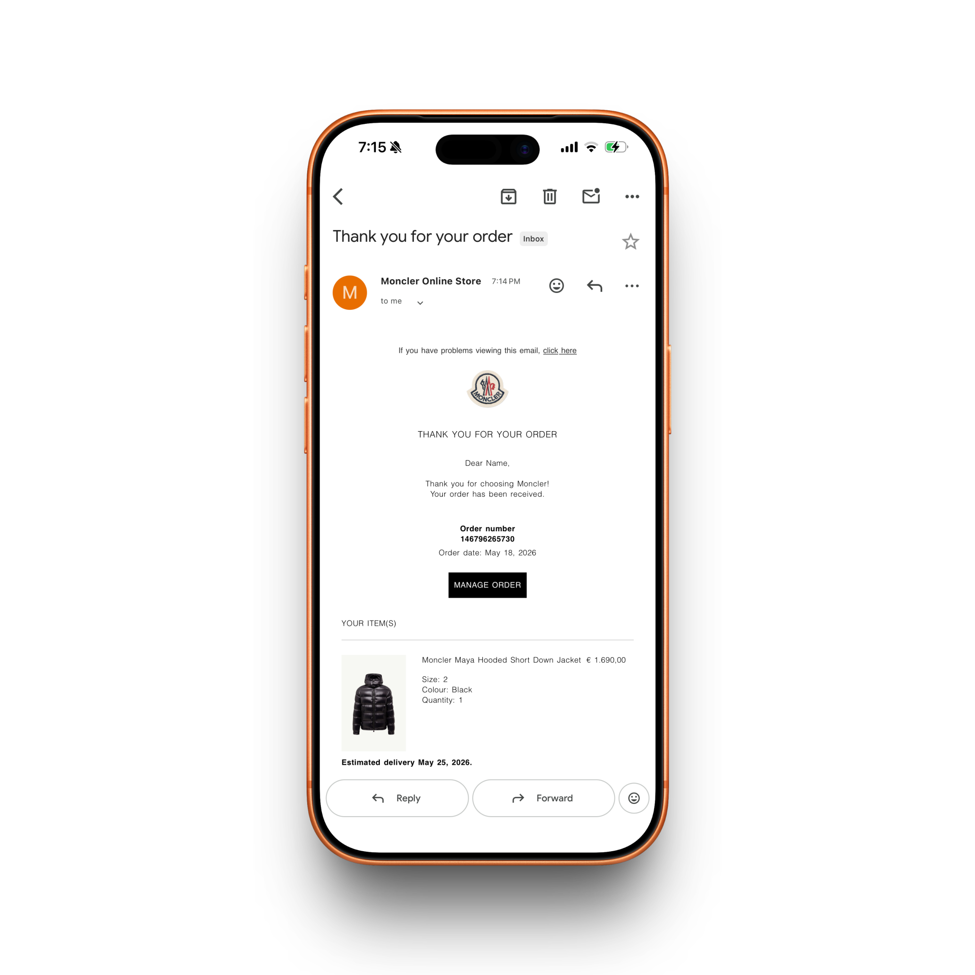 Moncler Receipt