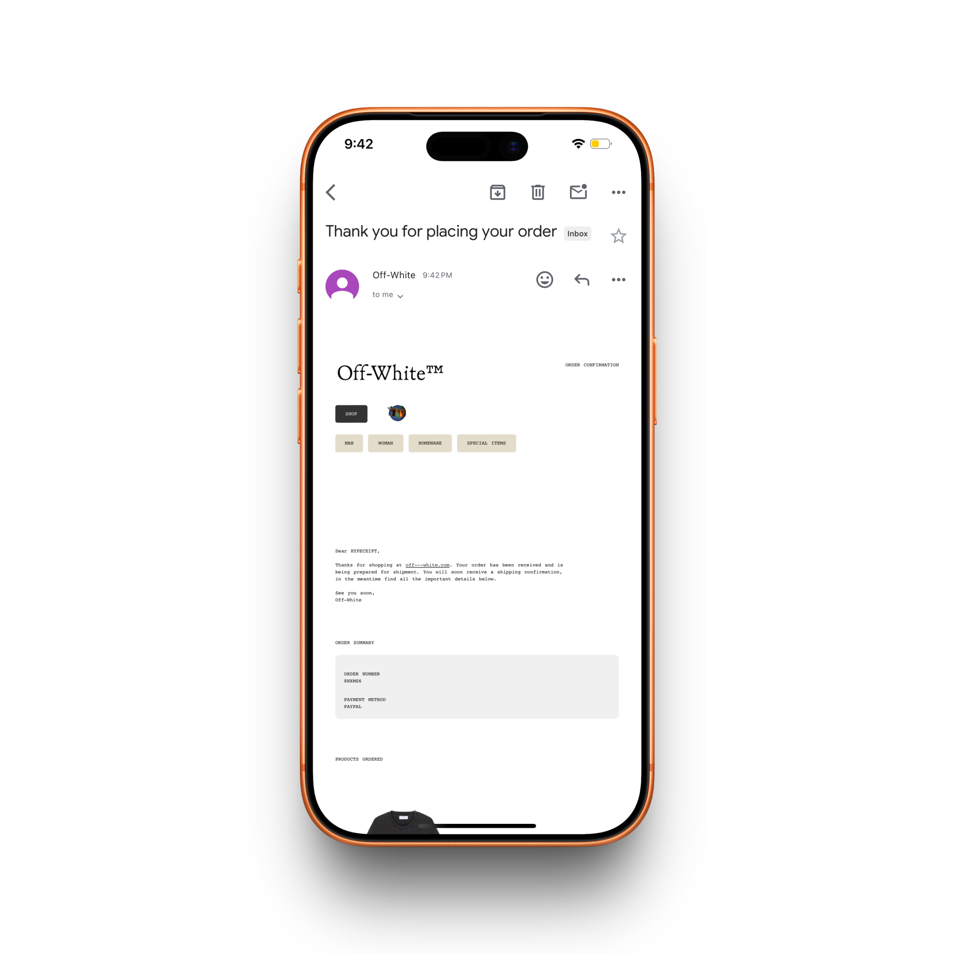 Off-White Receipt