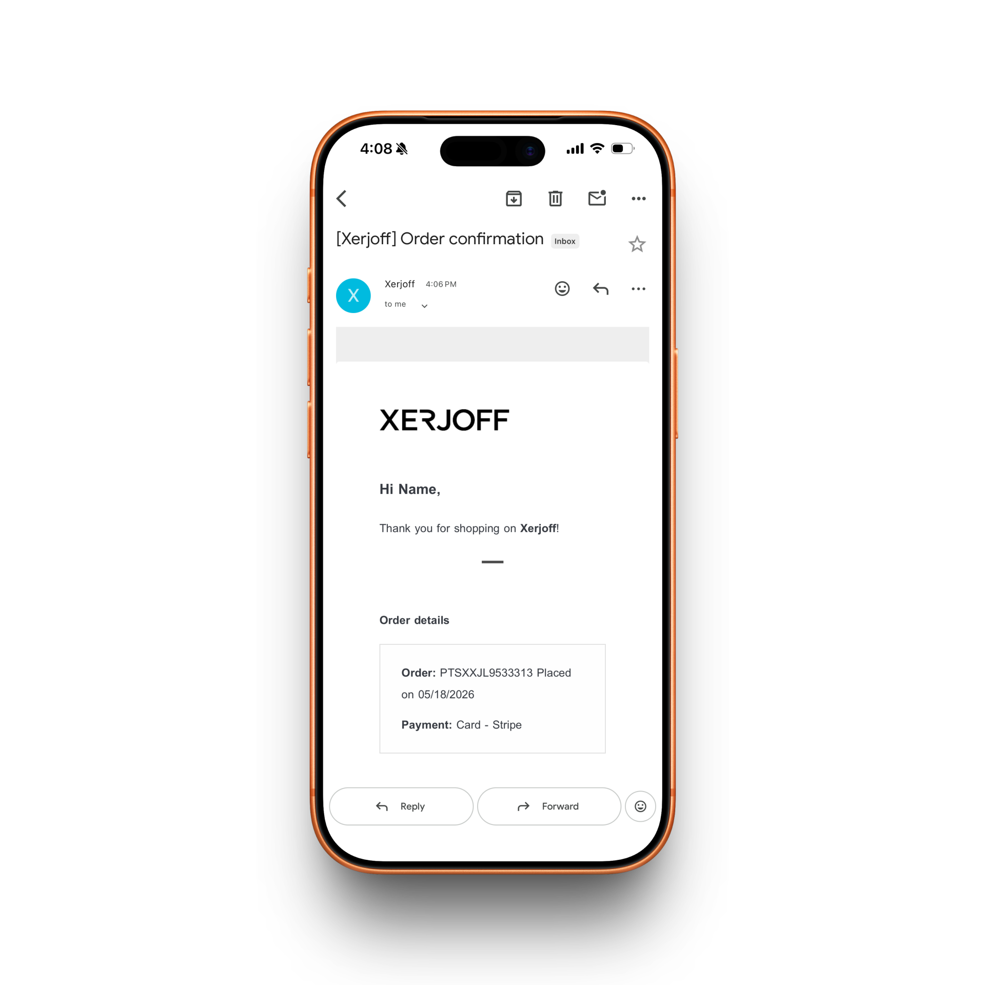 Xerjoff Receipt