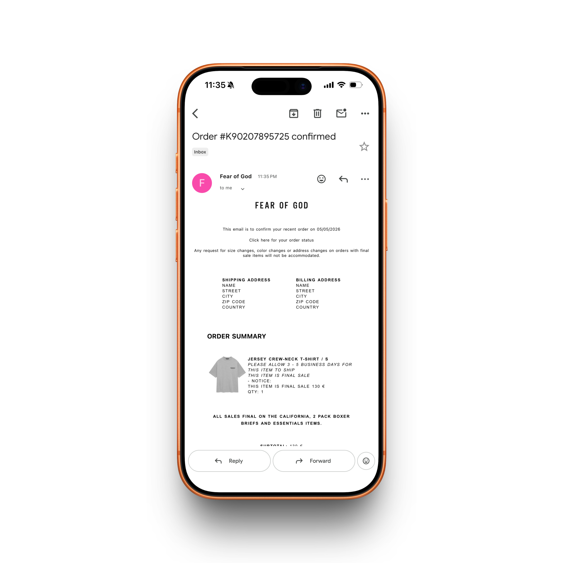 Fear of God Receipt