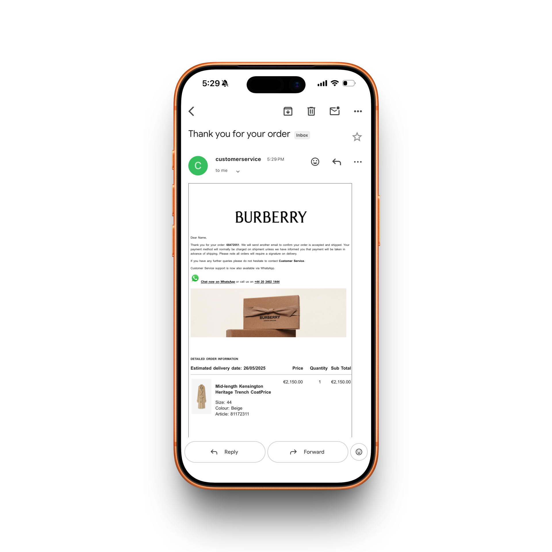 Burberry Receipt
