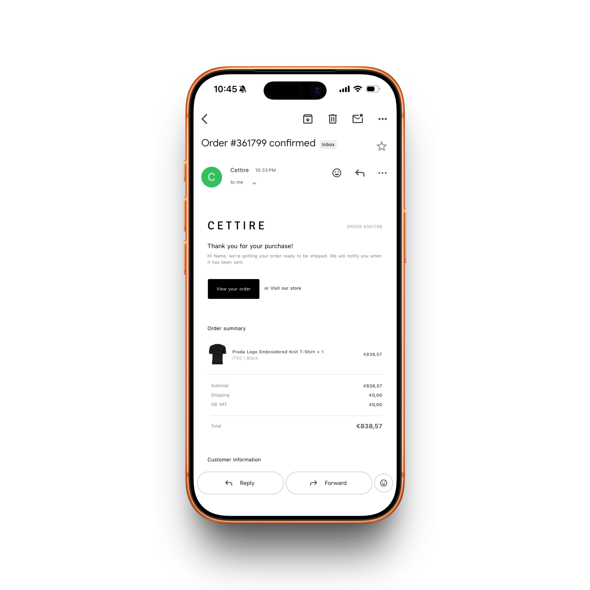 Cettire Receipt