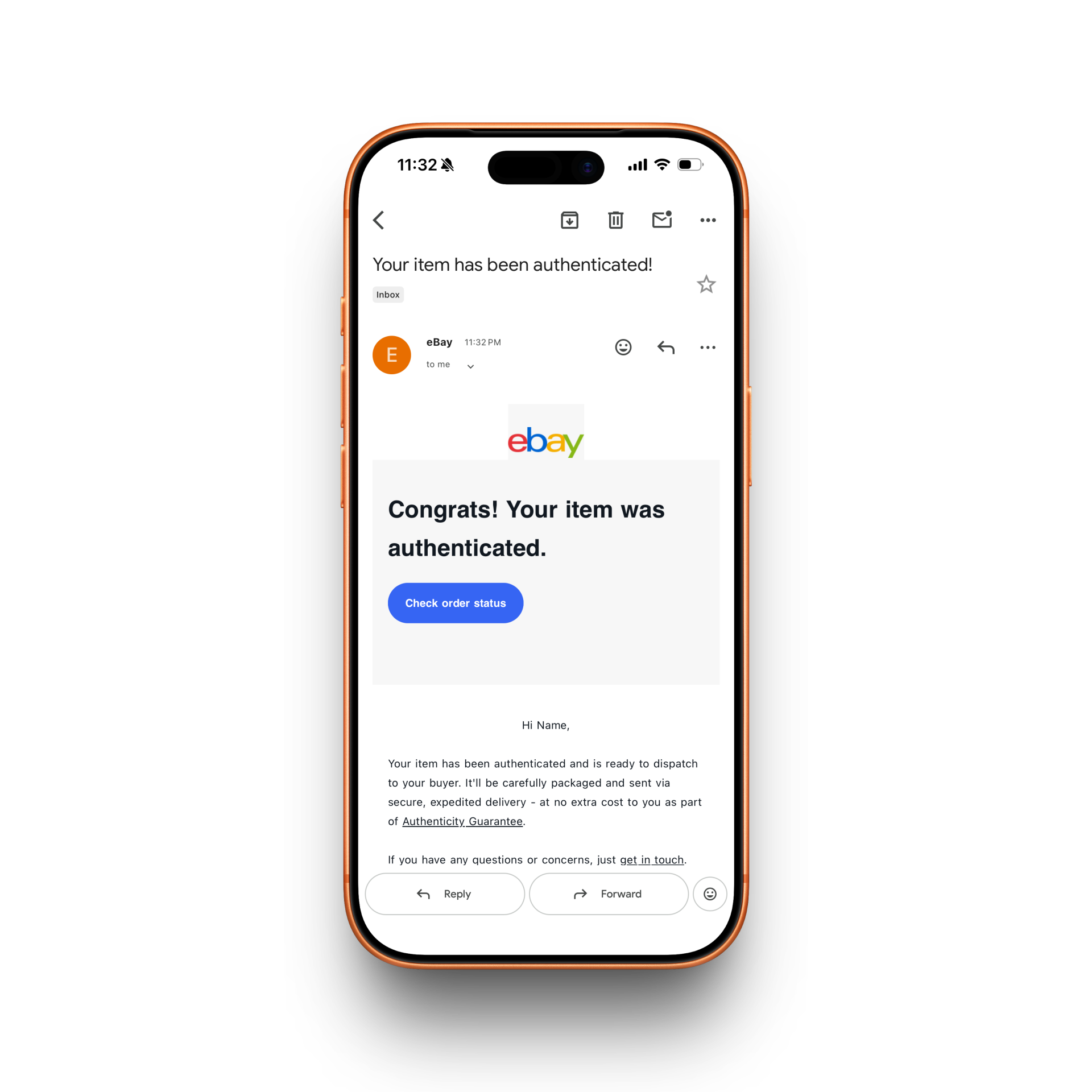 eBay Authentication Receipt