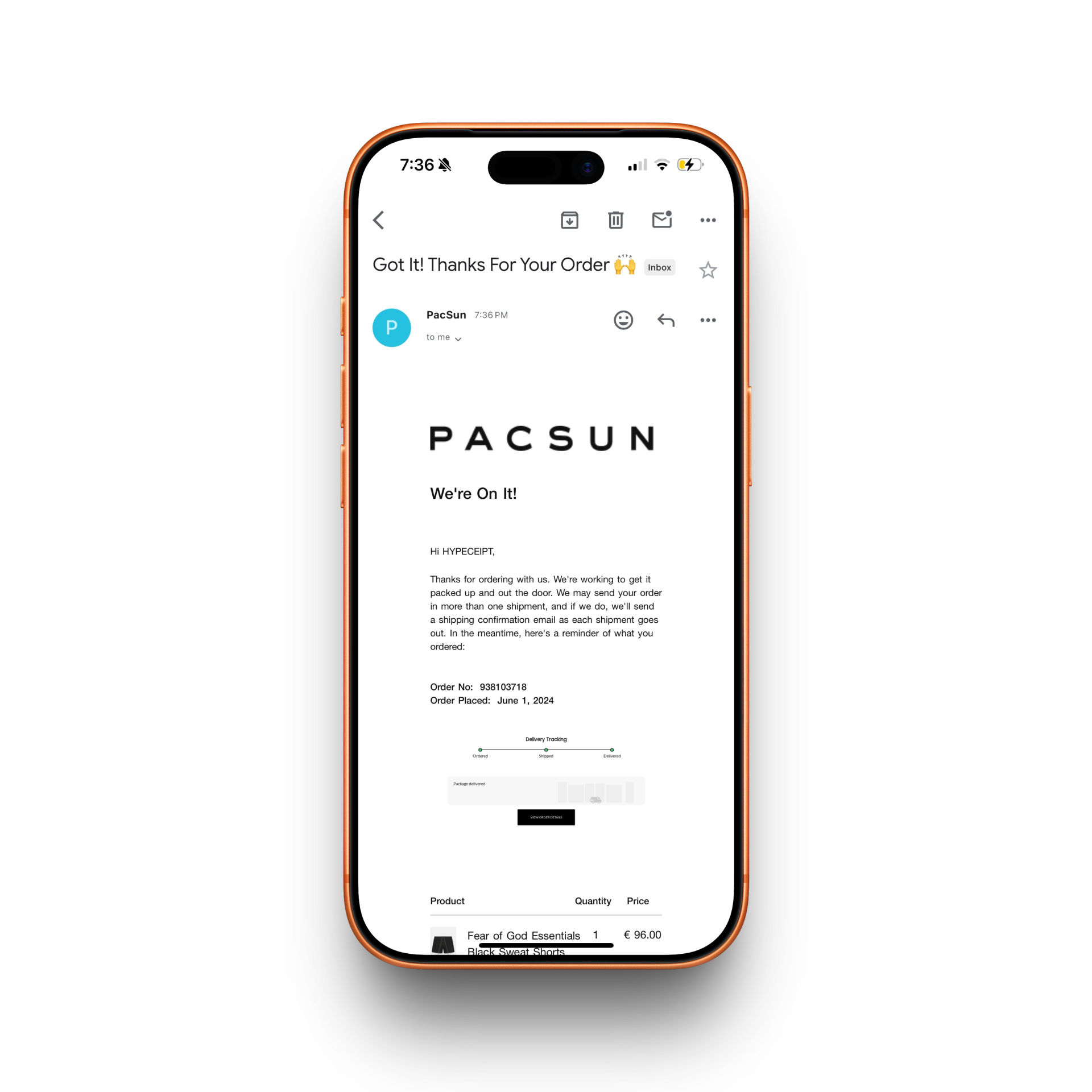 PacSun Receipt